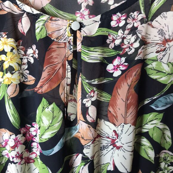 NWOT Code X Mode Woman's Multicolored Floral Sheer Dress With Pockets Size XS - Picture 6 of 11